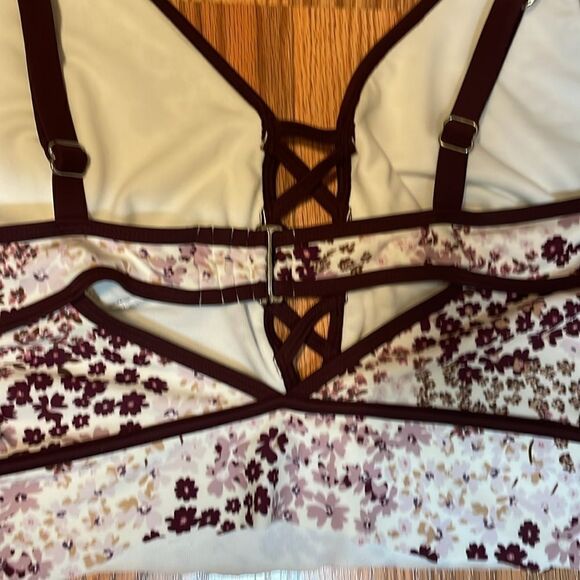 Adore Me Swim Top, Cut Off, Burgundy, cream, 2X - Picture 7 of 9